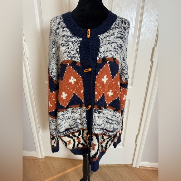 MOTHER Alpaca Wool The Long Drop Cardigan in One Tile at a Time Size Large NWT - Picture 12 of 15